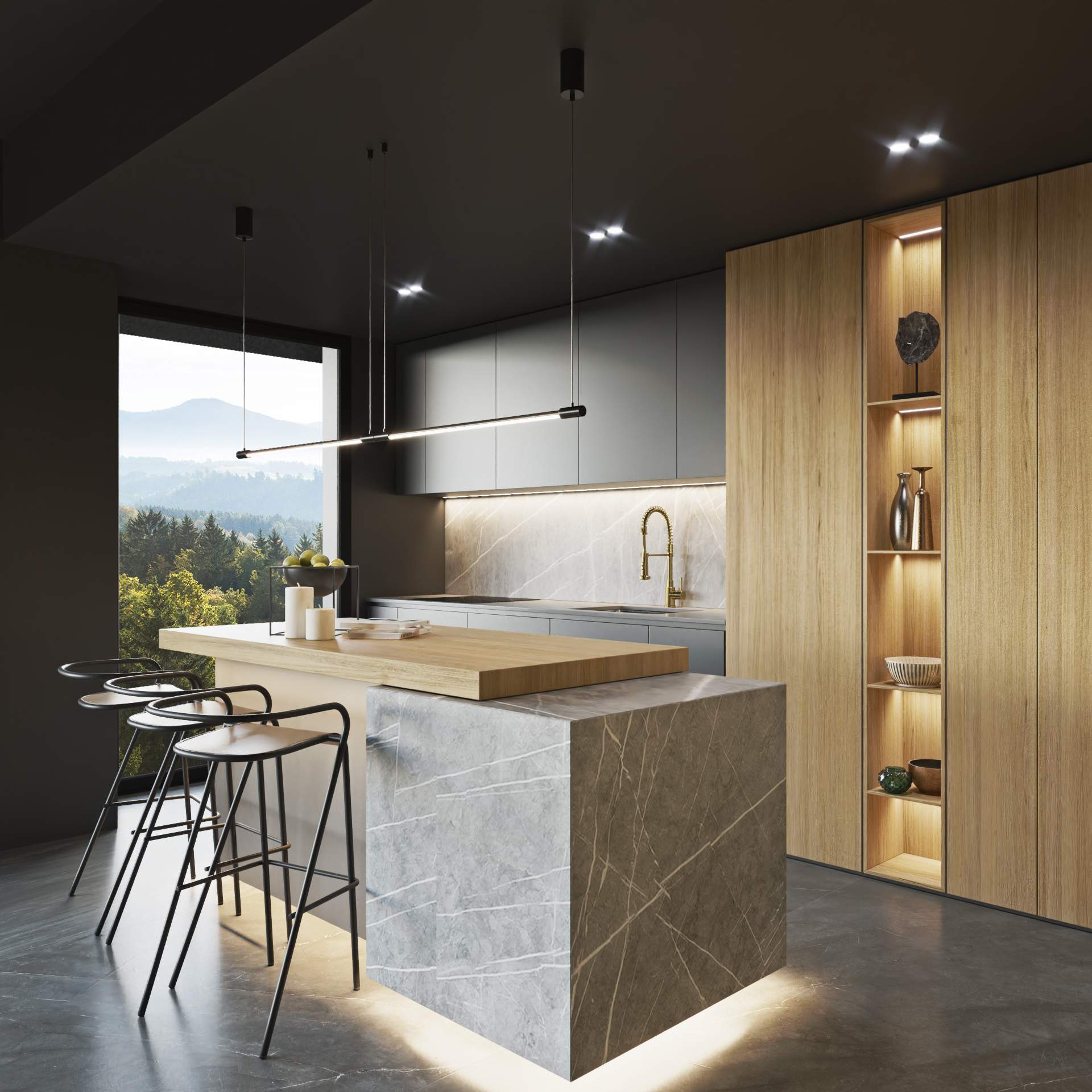 Diseño 3D de una reforma de cocina en Barcelona por Lautoka Urbana
