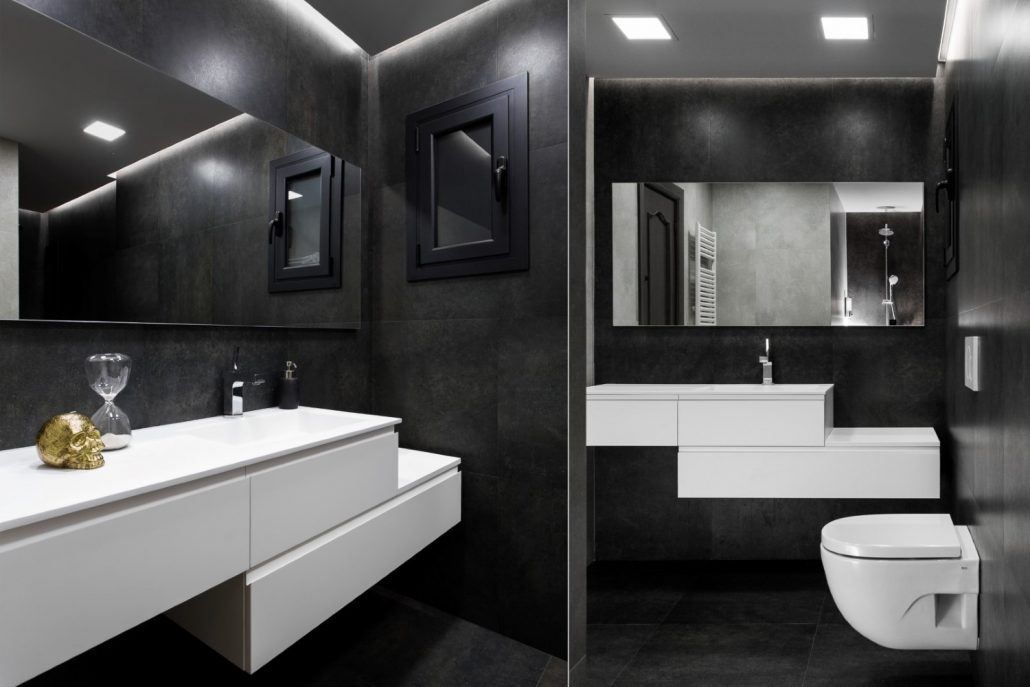 Zona de lavabo del baño reformado en Vía Augusta, Barcelona, con mueble suspendido por Lautoka Urbana